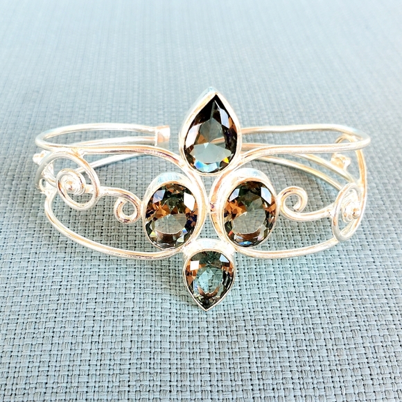 New Absolutely Stunning Paraiba Tourmaline 935 Silver Adjustable Cuff Bracelet. - Picture 14 of 16